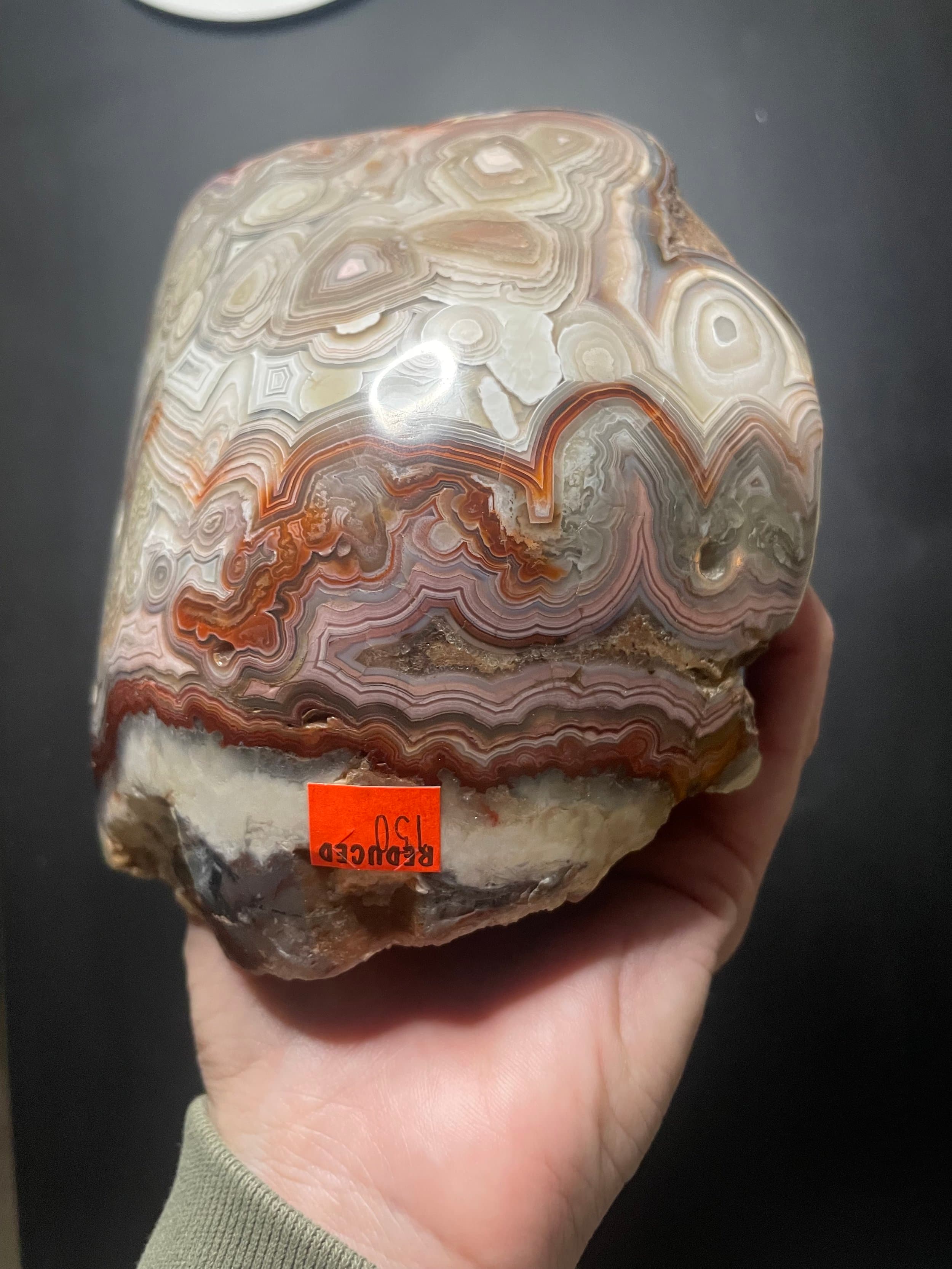 Great Freeform Polished Red and Pink Crazy Banded Lace Agate Specimen 3+Lb - "Mexican Crazy Lace"