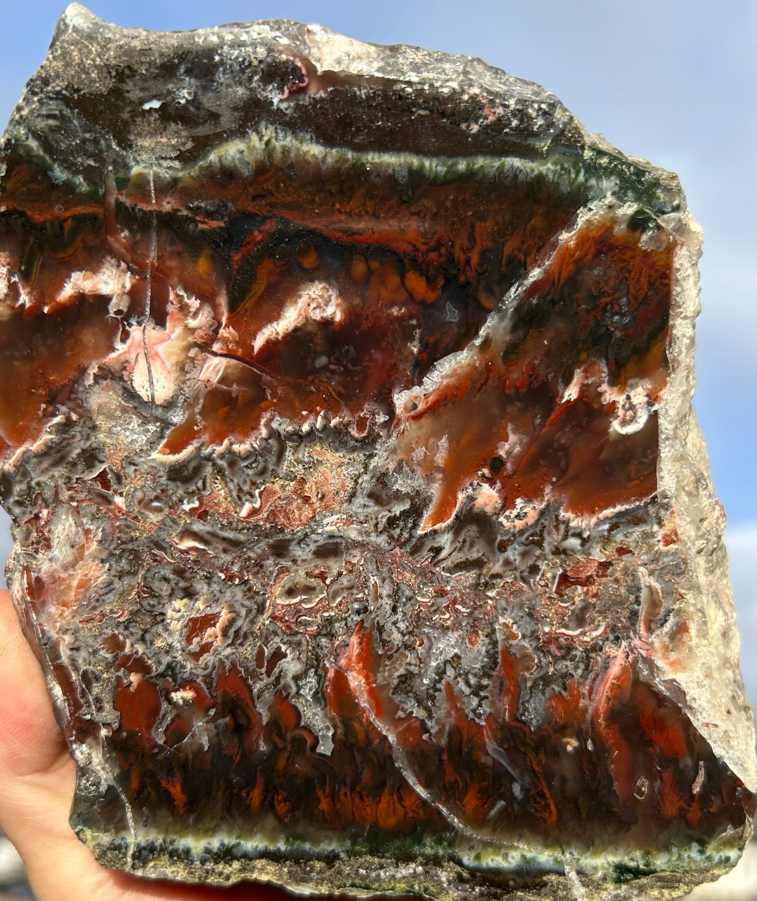 Beautiful Rare Polished Mexican Flame Agate Specimen - 4+ lbs