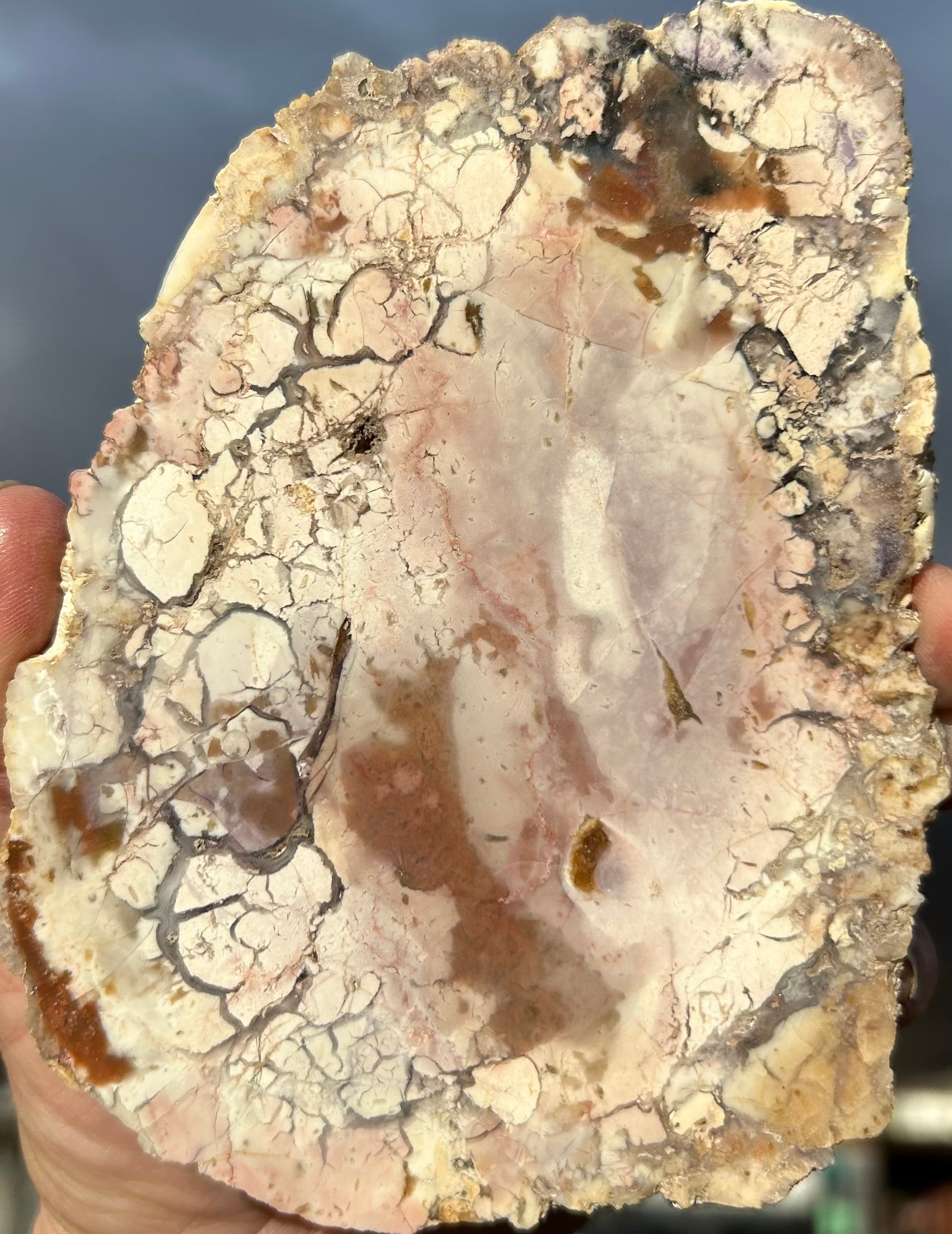 Nice Brecciated Tiffany Stone Polished Slab w/Felt Backer 5x4"- Bertrandite