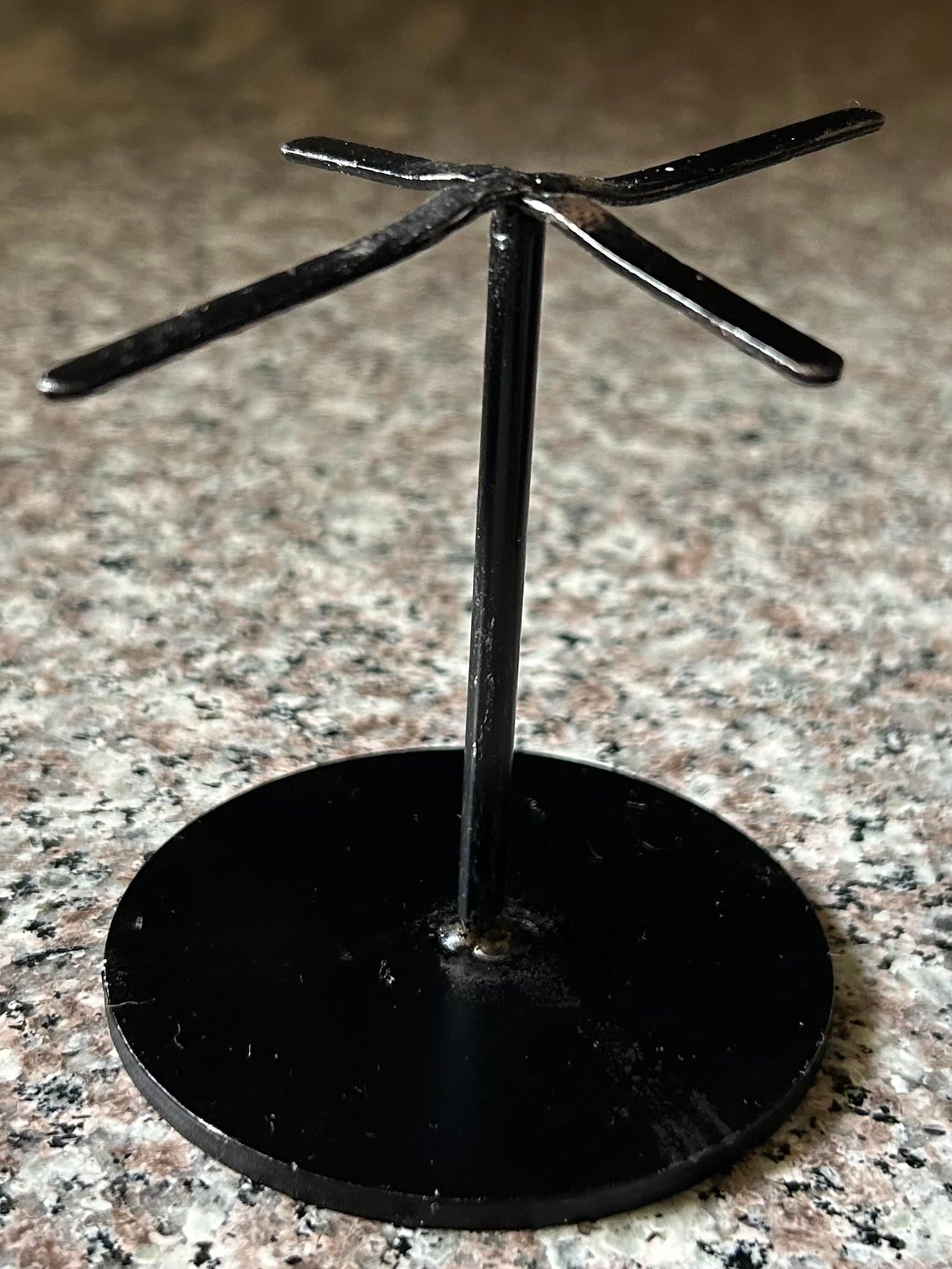 Nice Round Base Adjustable Metal Display Stand Painted Black - 3"