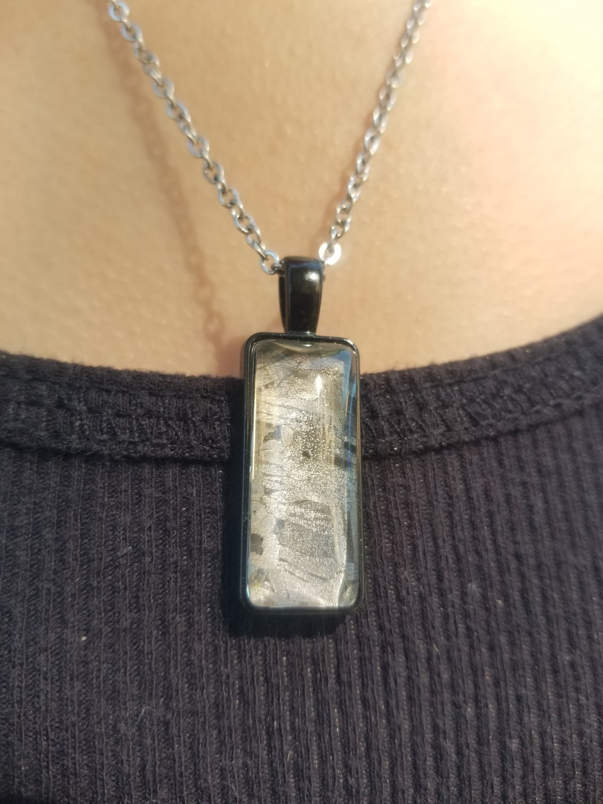 Unique Aletai Meteorite Sphere Presented in Sterling Silver Angel Wings Pendant - Widmanstätten Pattern
