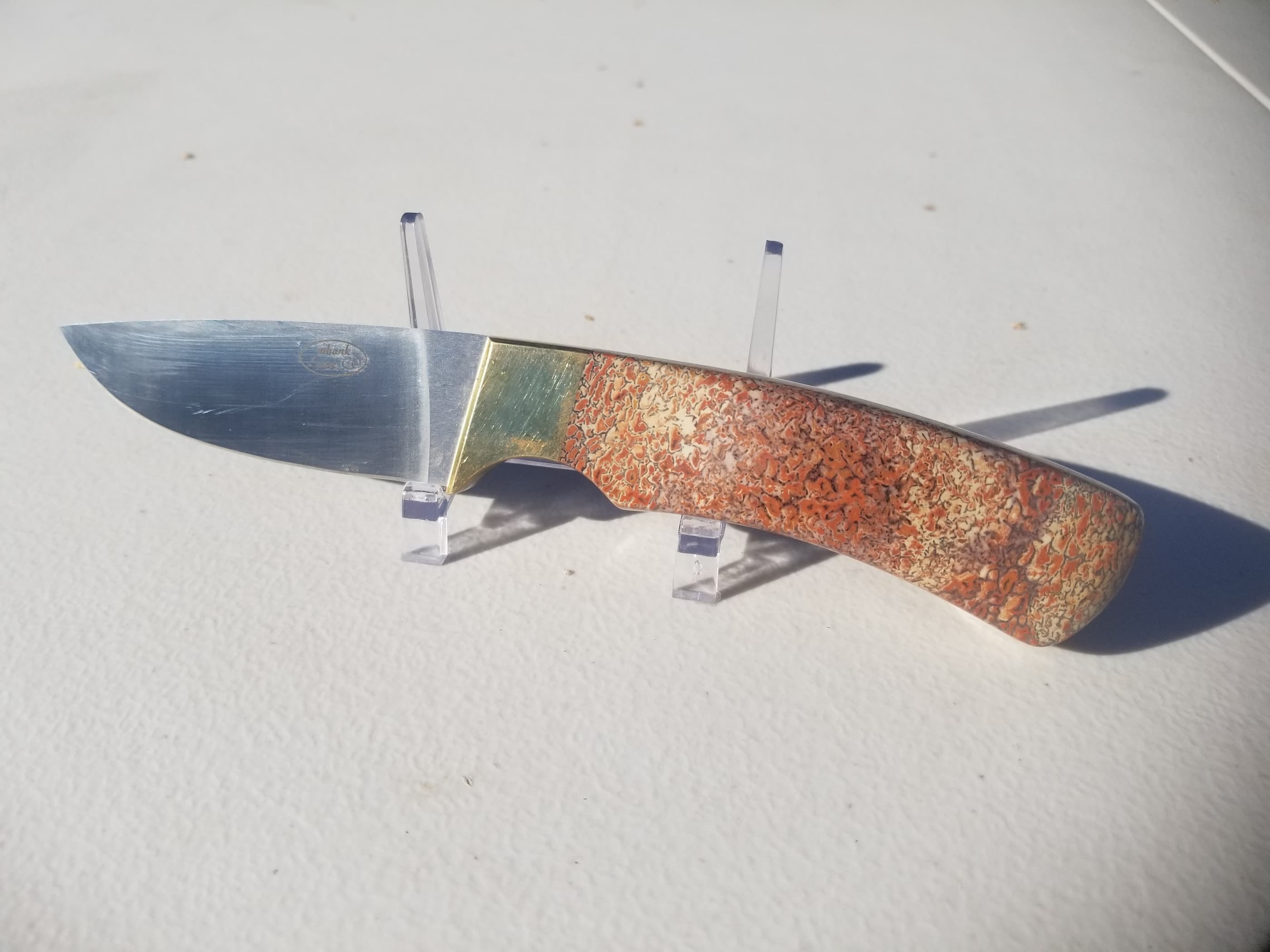 Awesome Dinosaur Gem Bone Handle Fixed Hunting Knife - 5" Blade x 4.75" Handle