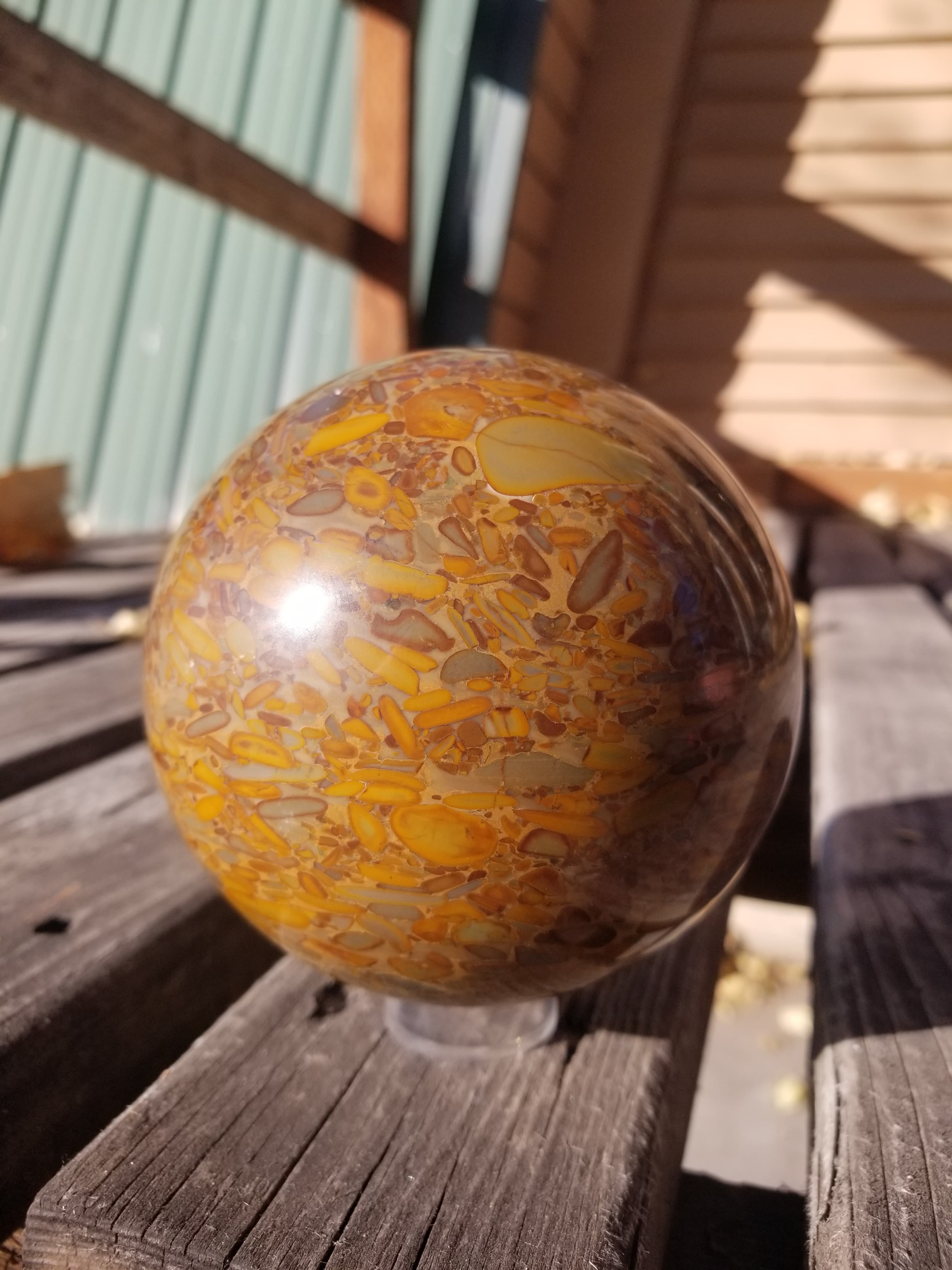 Beautiful Large Bamboo Jasper Polished Stone Spere Gemstone Over 4 LB & 4 Inches