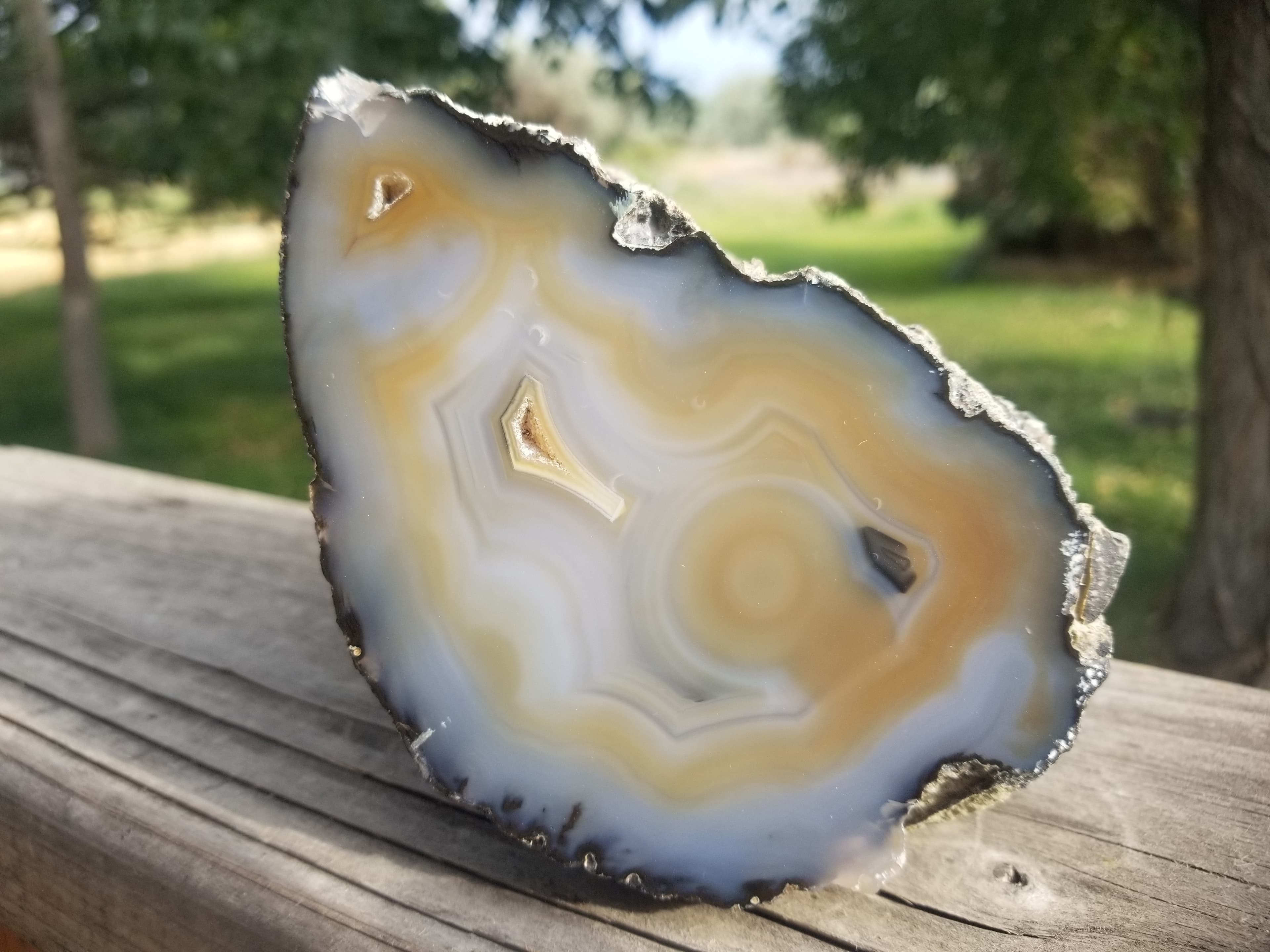 Beautiful Large Polished Brazil Agate Banded Geode 2.5Lb Natural Display Unique Decor Druzy