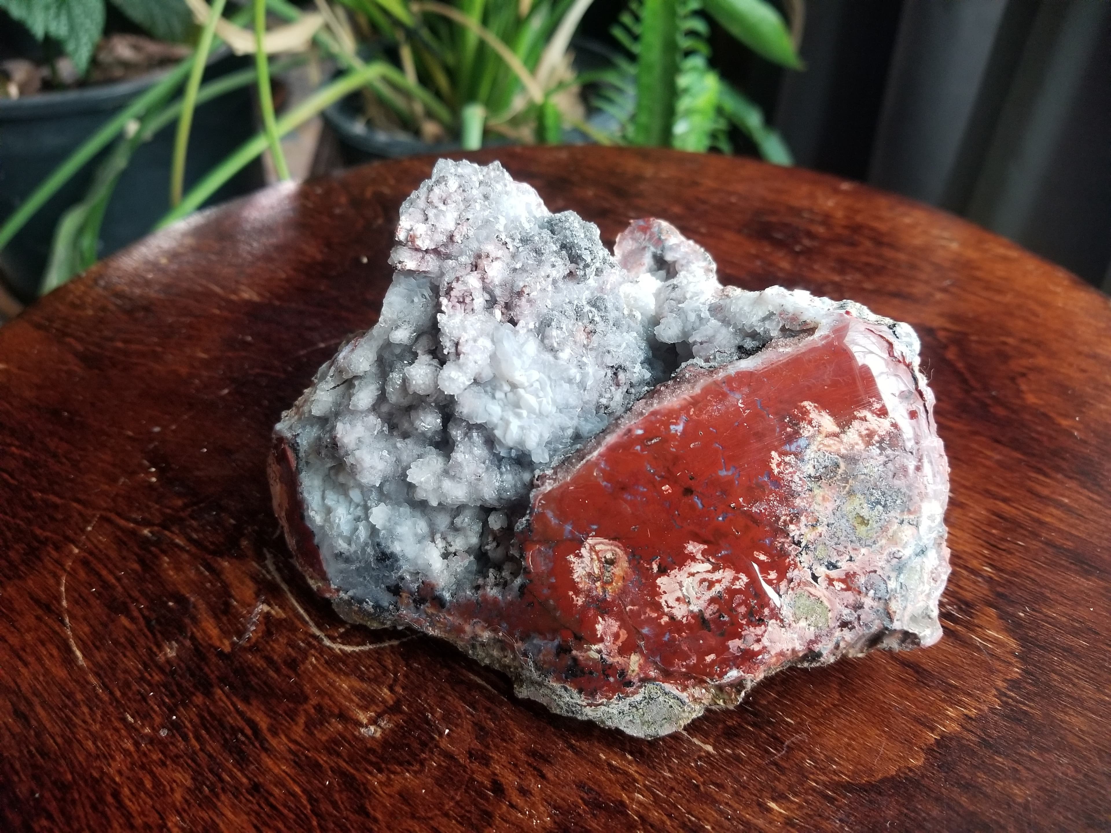 Beautiful Polished 4+" Indonesian Moss Agate Freeform With Big Druzy Pocket 15oz
