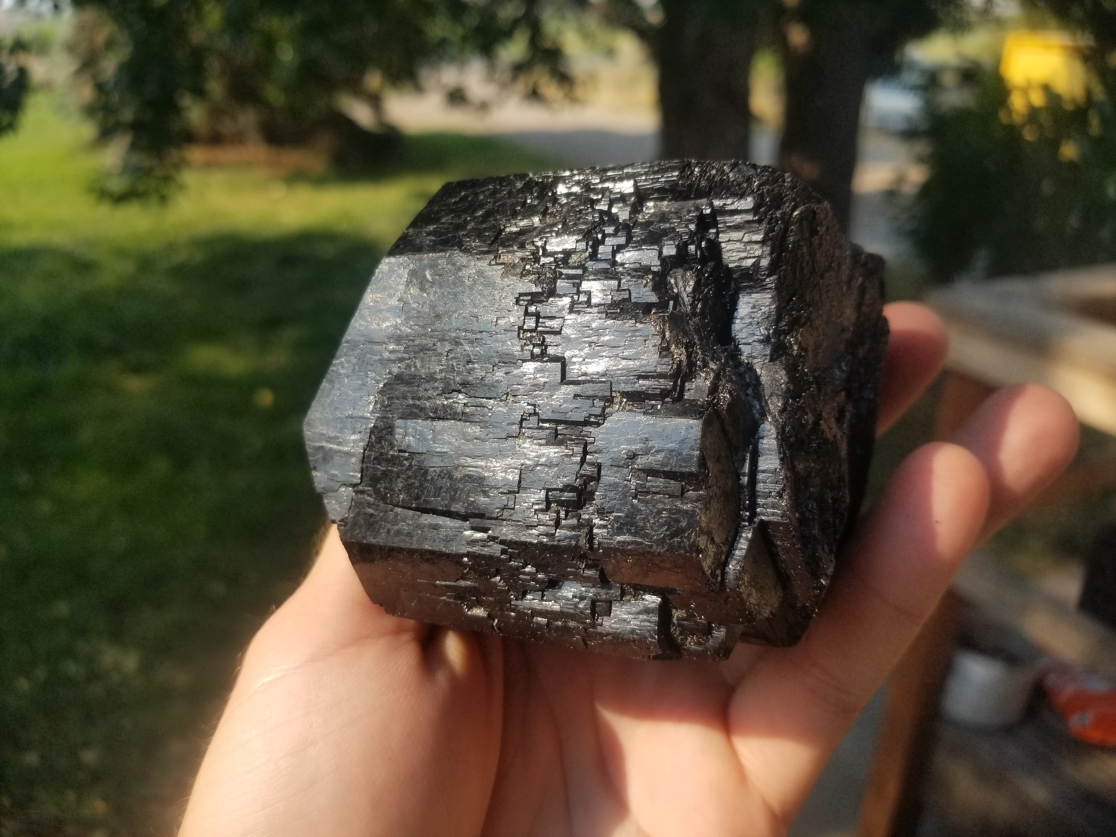 Incredible Large Natural Black Tourmaline Prismatic Columnar Crystal Specimen (AKA Schorl) 773g