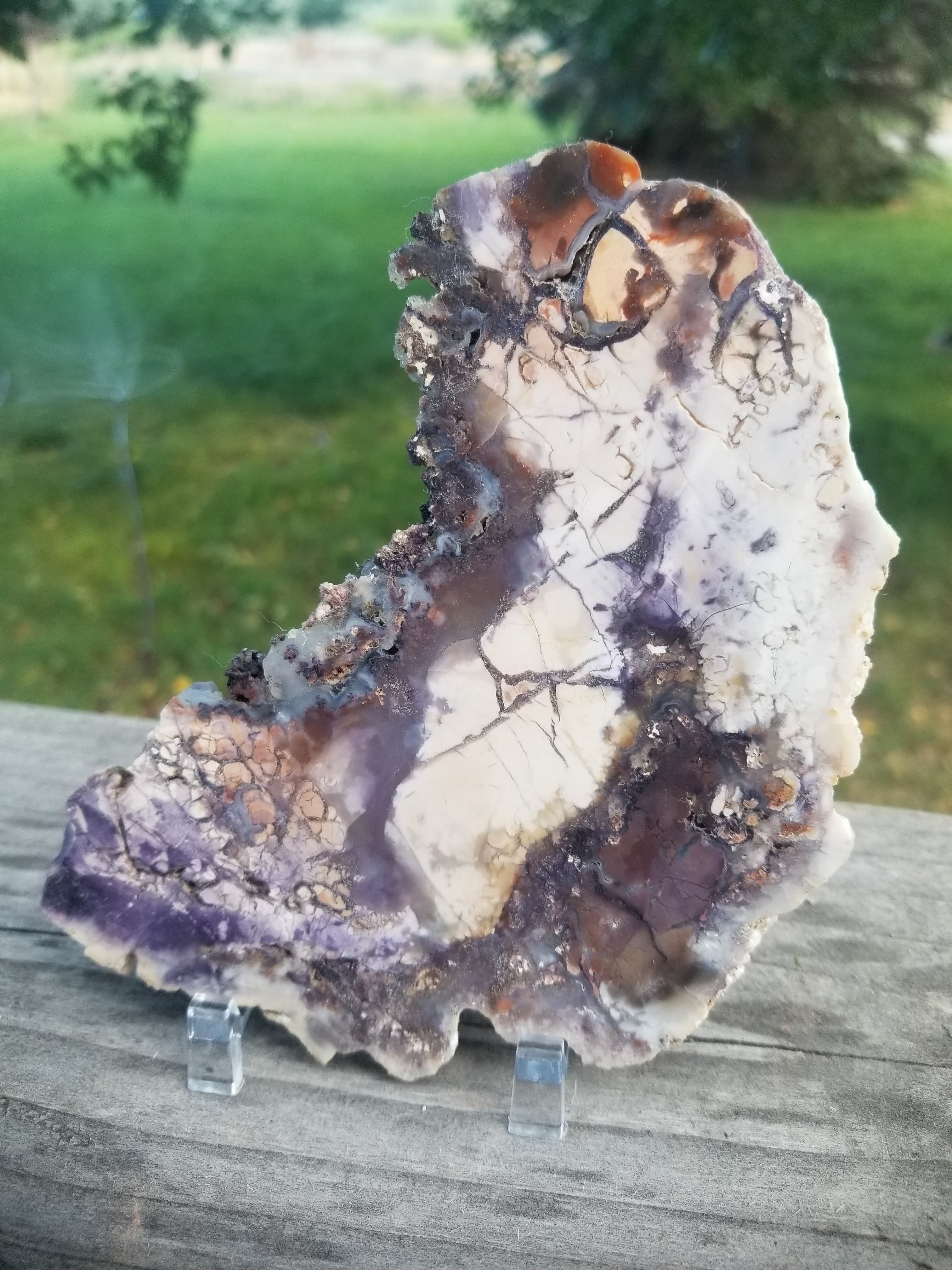 Nice Brecciated Tiffany Stone Polished Slab w/Felt Backer - Bertrandite