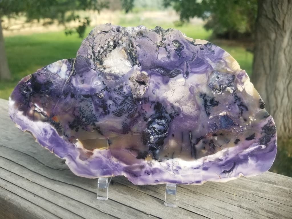 Nice Large Brecciated Tiffany Stone Polished Slab Deep Purples w/Felt Backer - Bertrandite