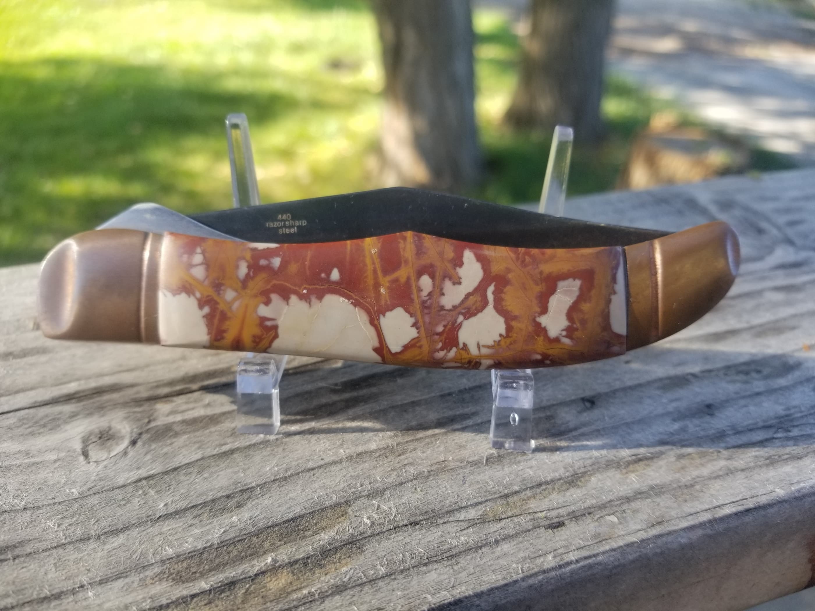 Noreena Jasper 5" Handle Folding Utility Pocket Knife Custom