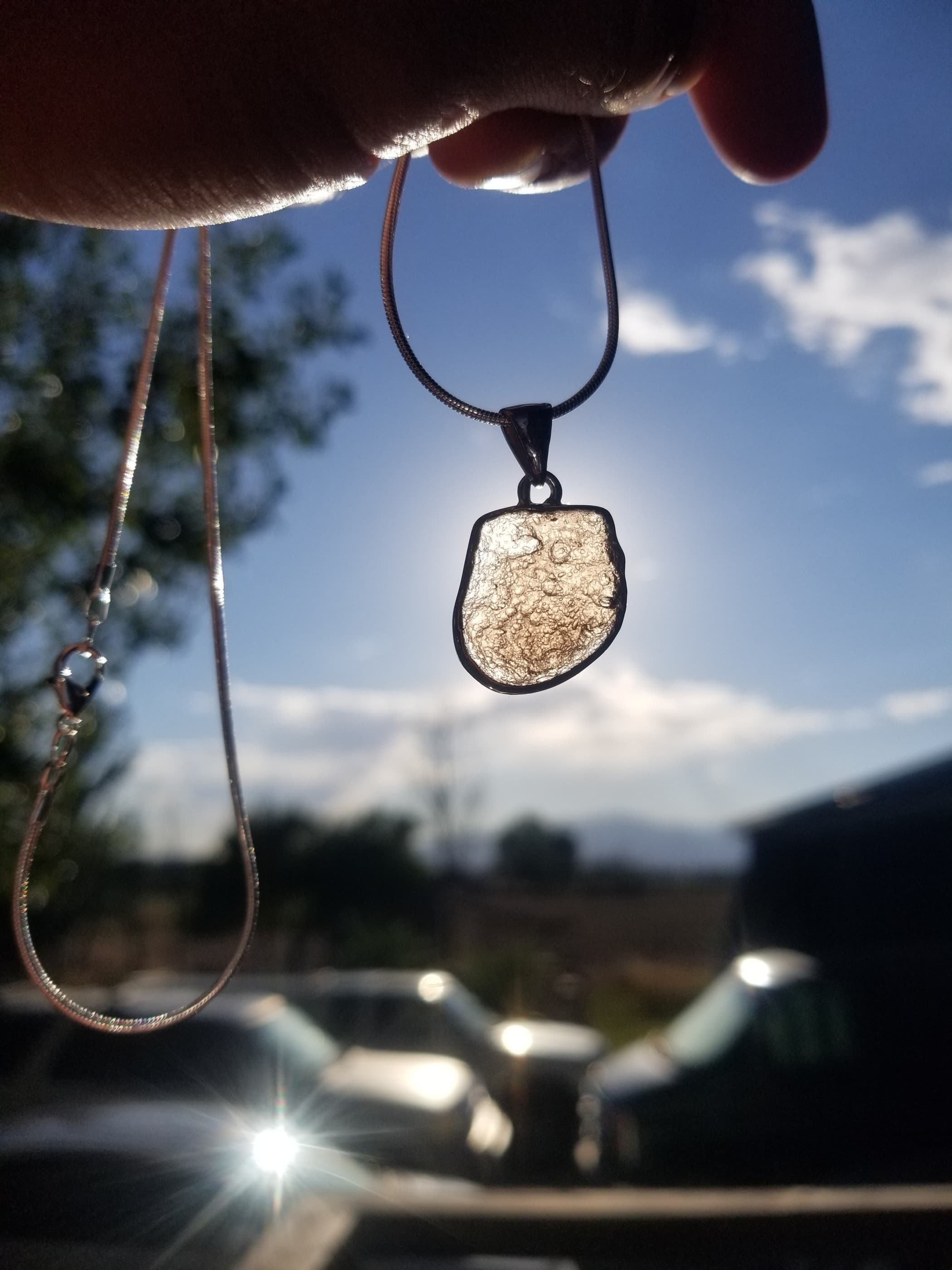 Tektite Sterling Silver Pendant - Molten Terrestrial Ejecta From Meteorite Impact