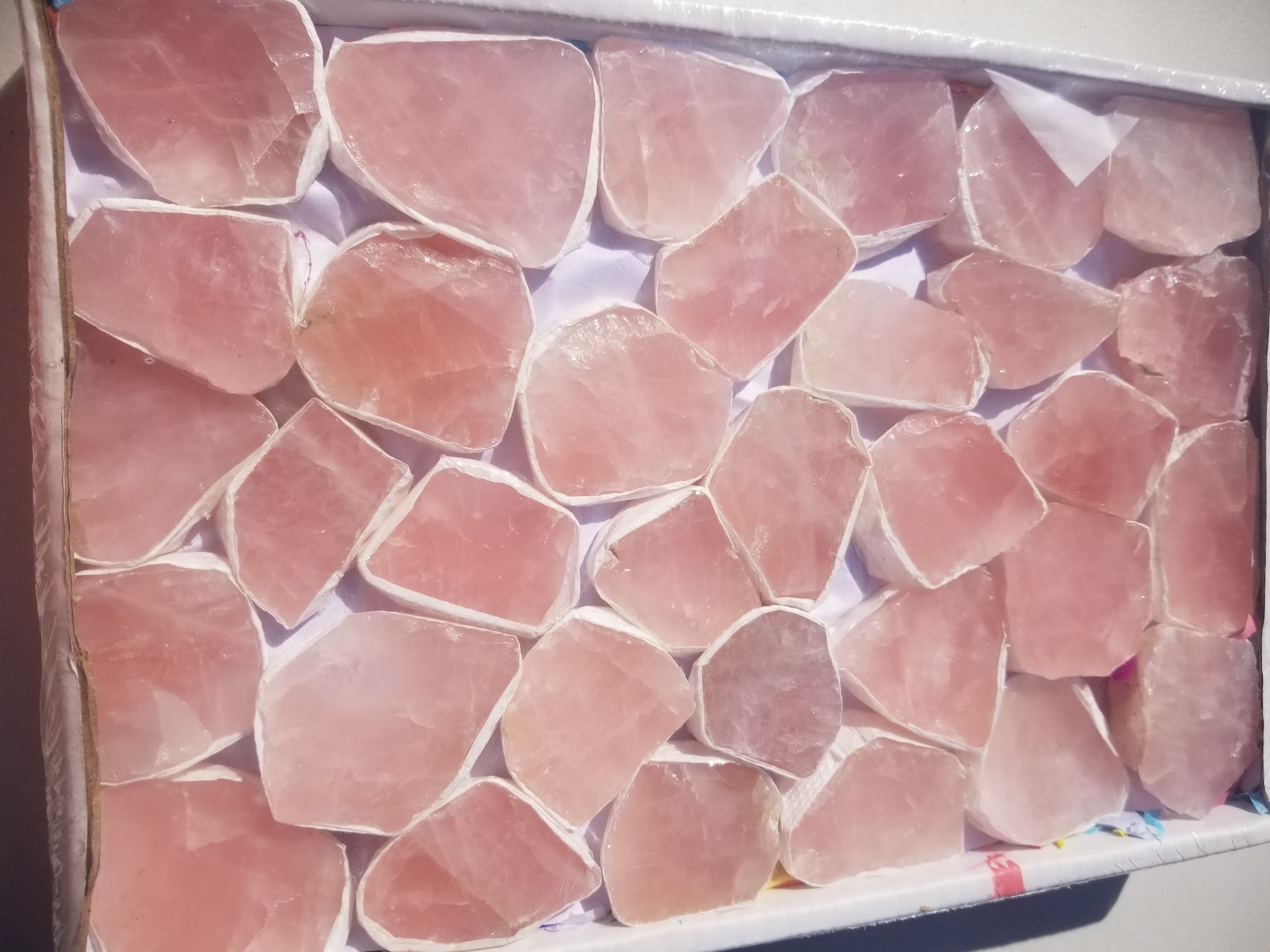 *Wholesale - Rose Quartz Face Polished Lot Large Flat 4.4Lb