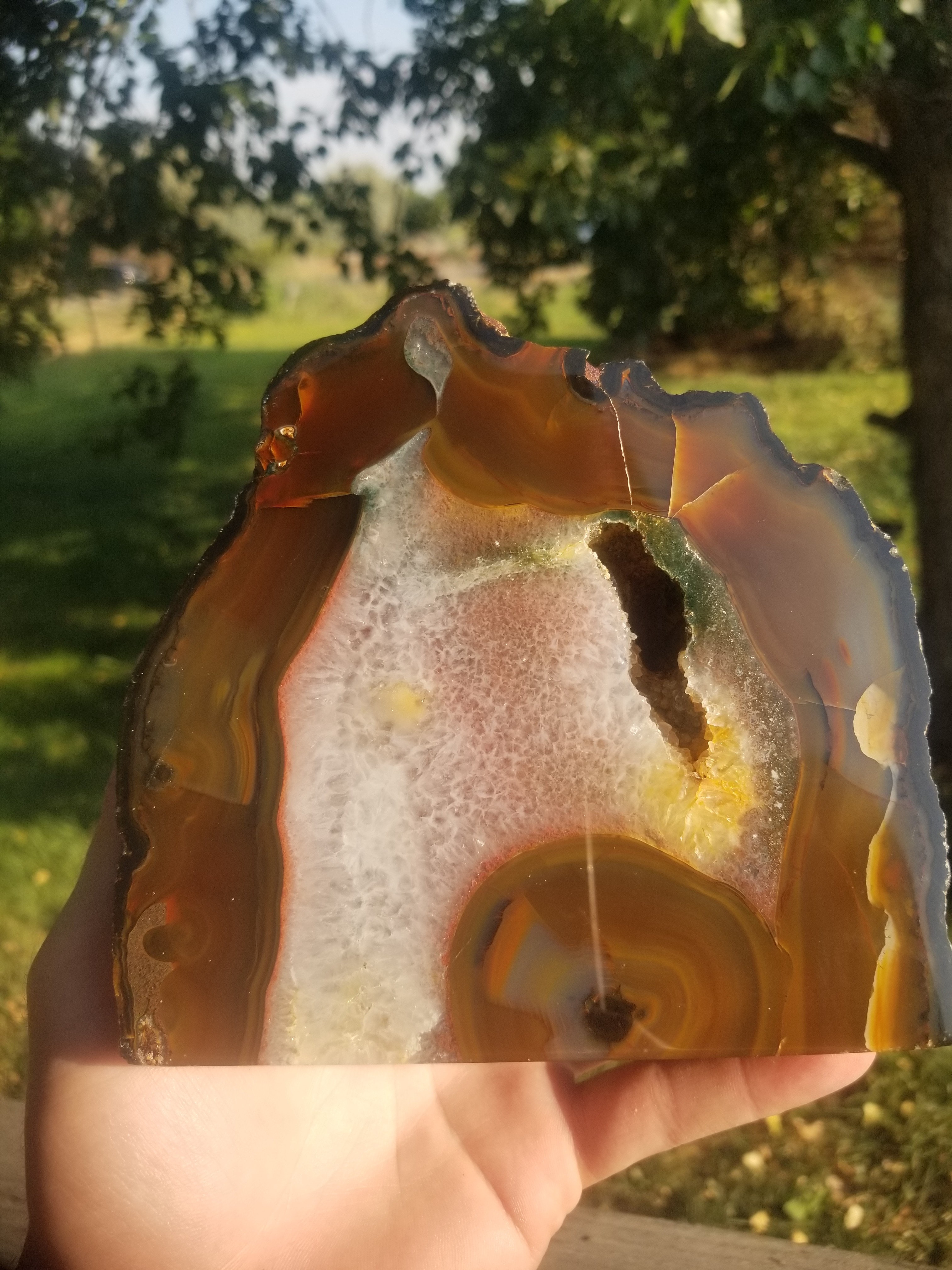 Beautiful Large Polished Brazil Agate Geode Upright/Bookend Display 3+Lb Natural Unique