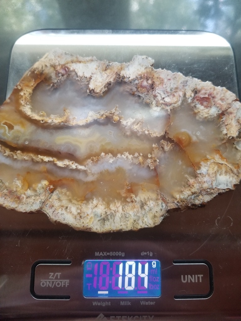 Beautiful Polished Graveyard Point Plume Moss Agate Banded Specimen Slab 184g 6x4"
