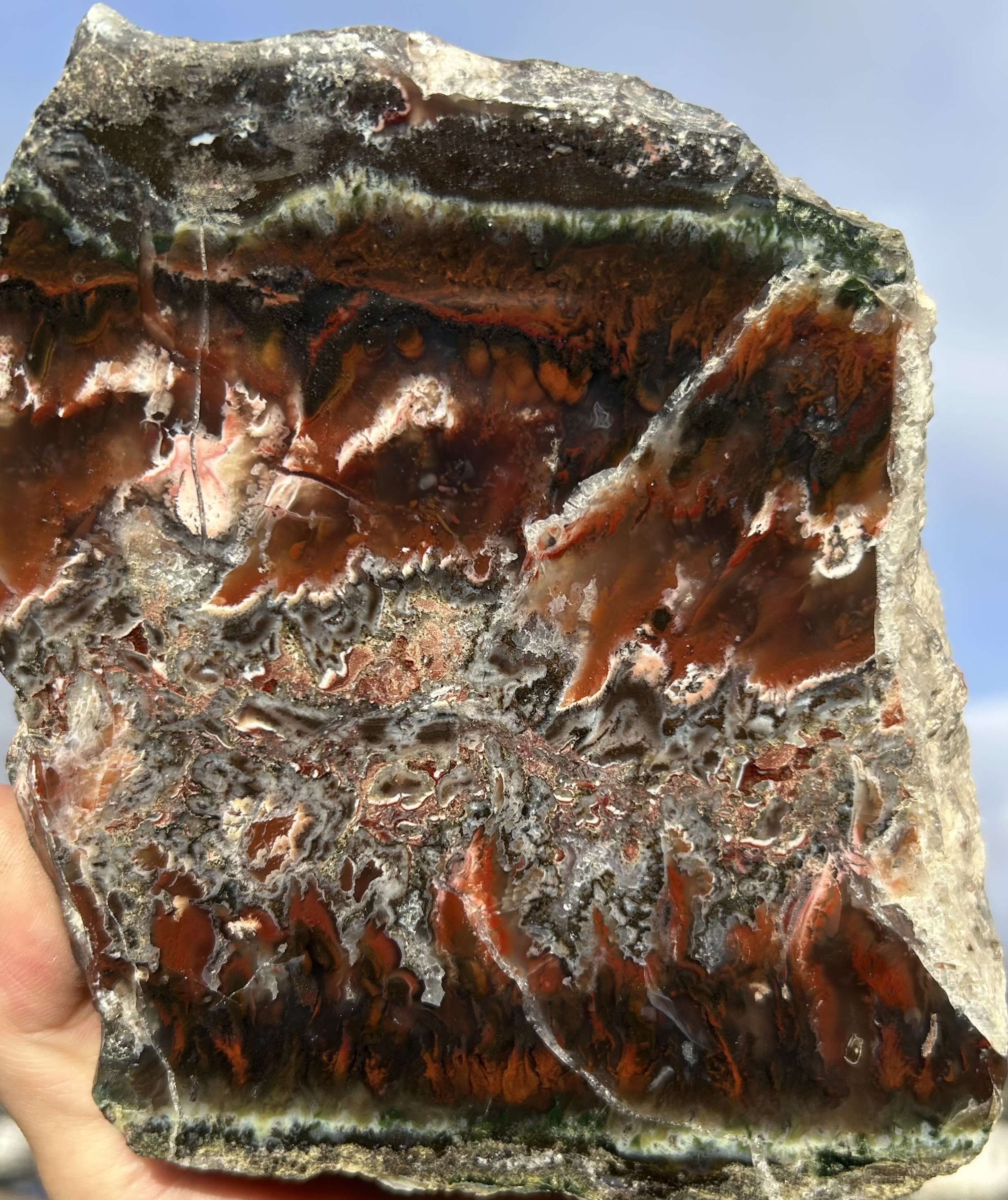 Beautiful Rare Polished Mexican Flame Agate Specimen - 4+ lbs