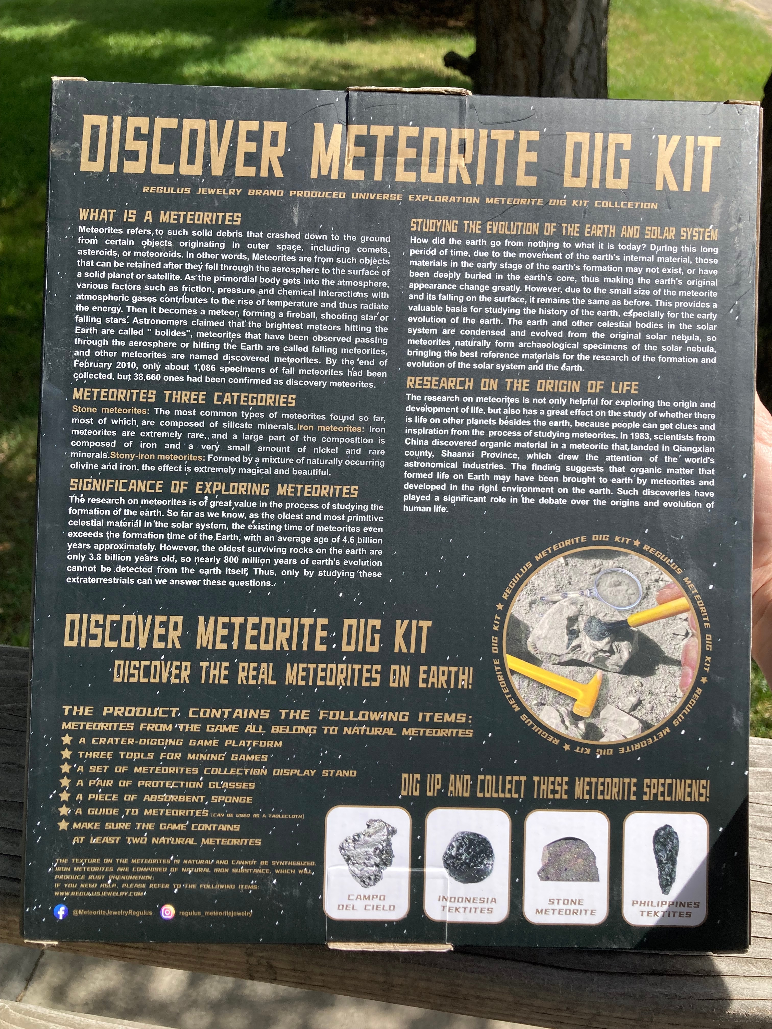 Fun Interactive Dig Your Own Meteorite Dig Kit! Includes Real Natural Meteorites