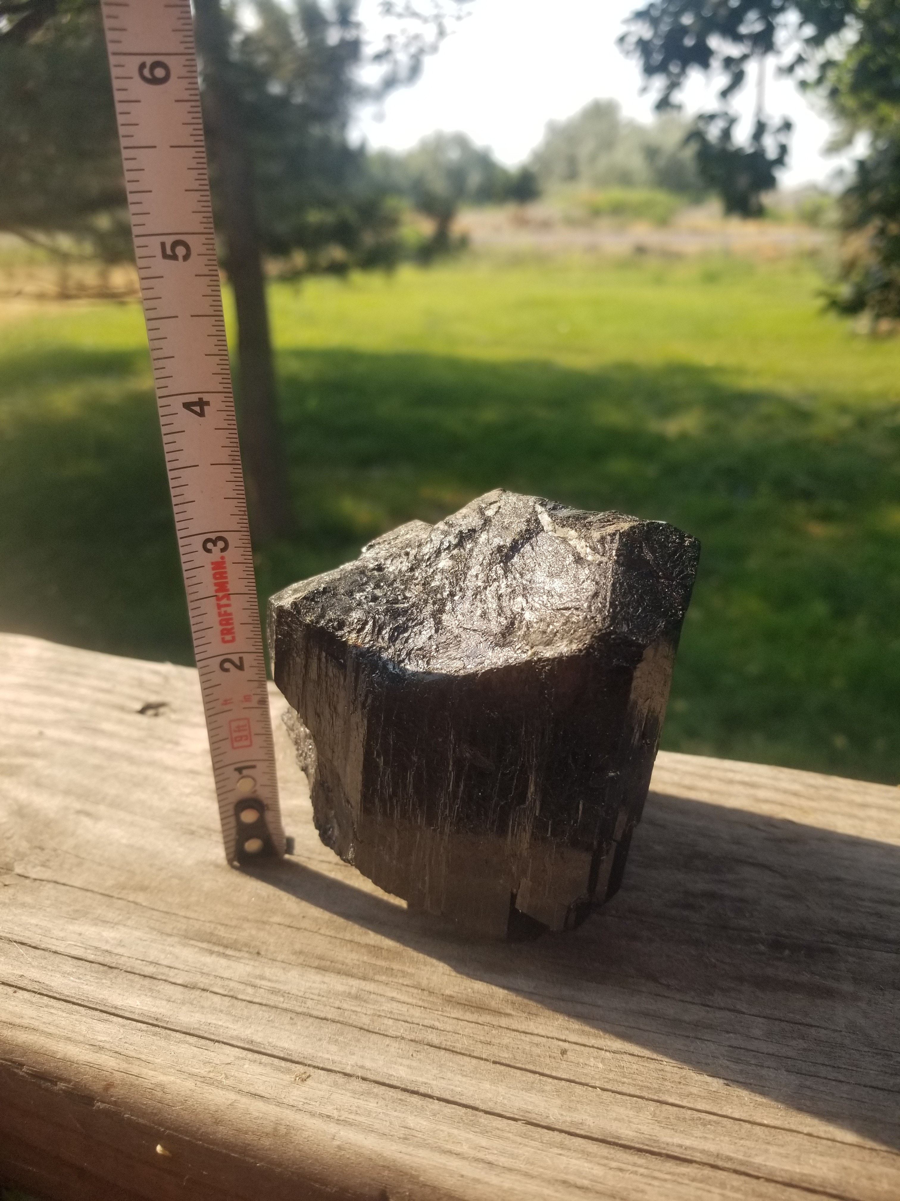 Incredible Large Natural Black Tourmaline Prismatic Columnar Crystal Specimen (AKA Schorl) 773g