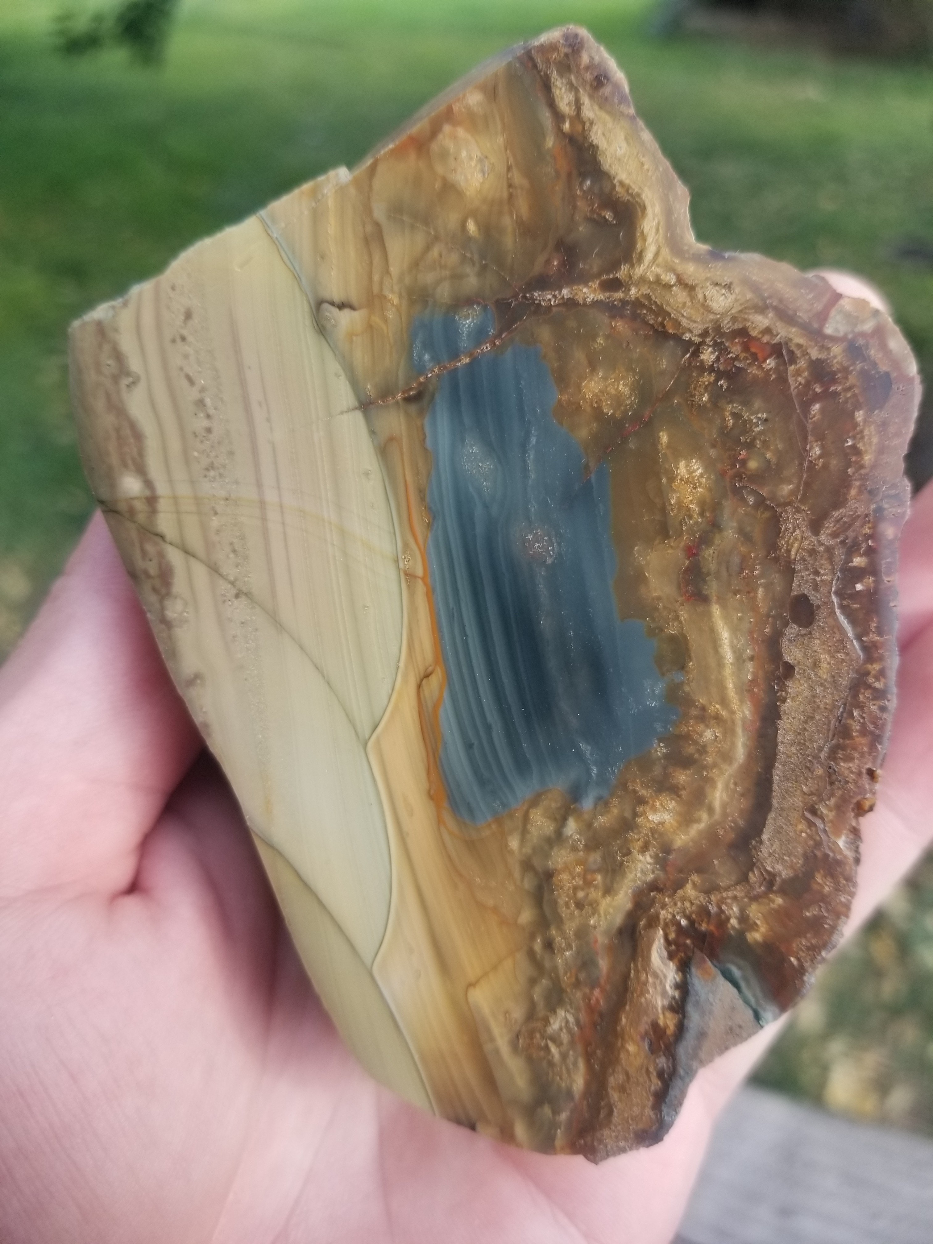 Beautiful Scenic Blue Mountain Orbed Jasper Polished End Cut Specimen Orbs Multicolor 1Lb view 12
