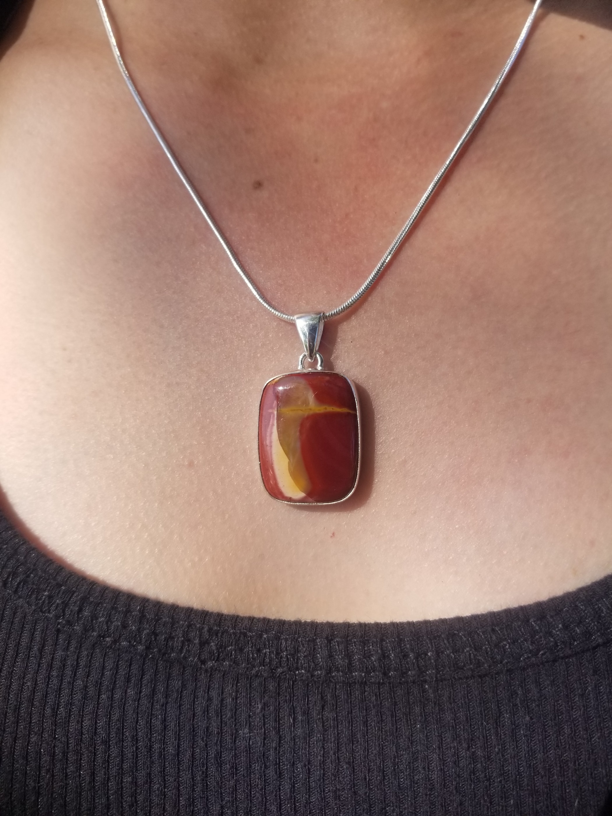 Nice Multicolor Mookaite Pendant Set in Sterling Silver - Chain Included
