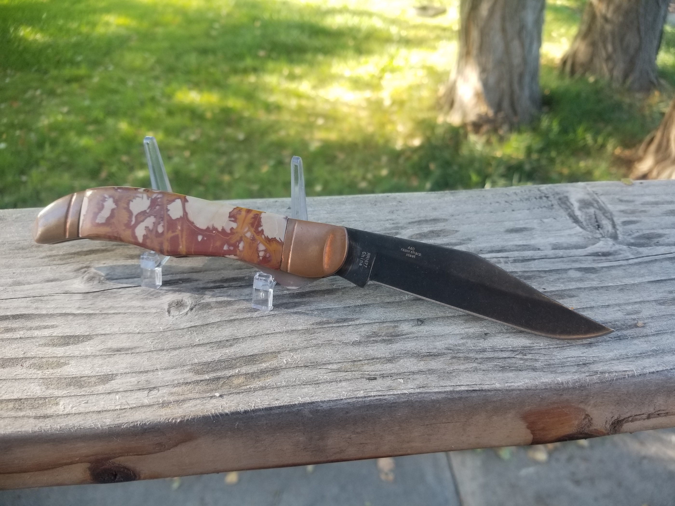 Noreena Jasper 5" Handle Folding Utility Pocket Knife Custom