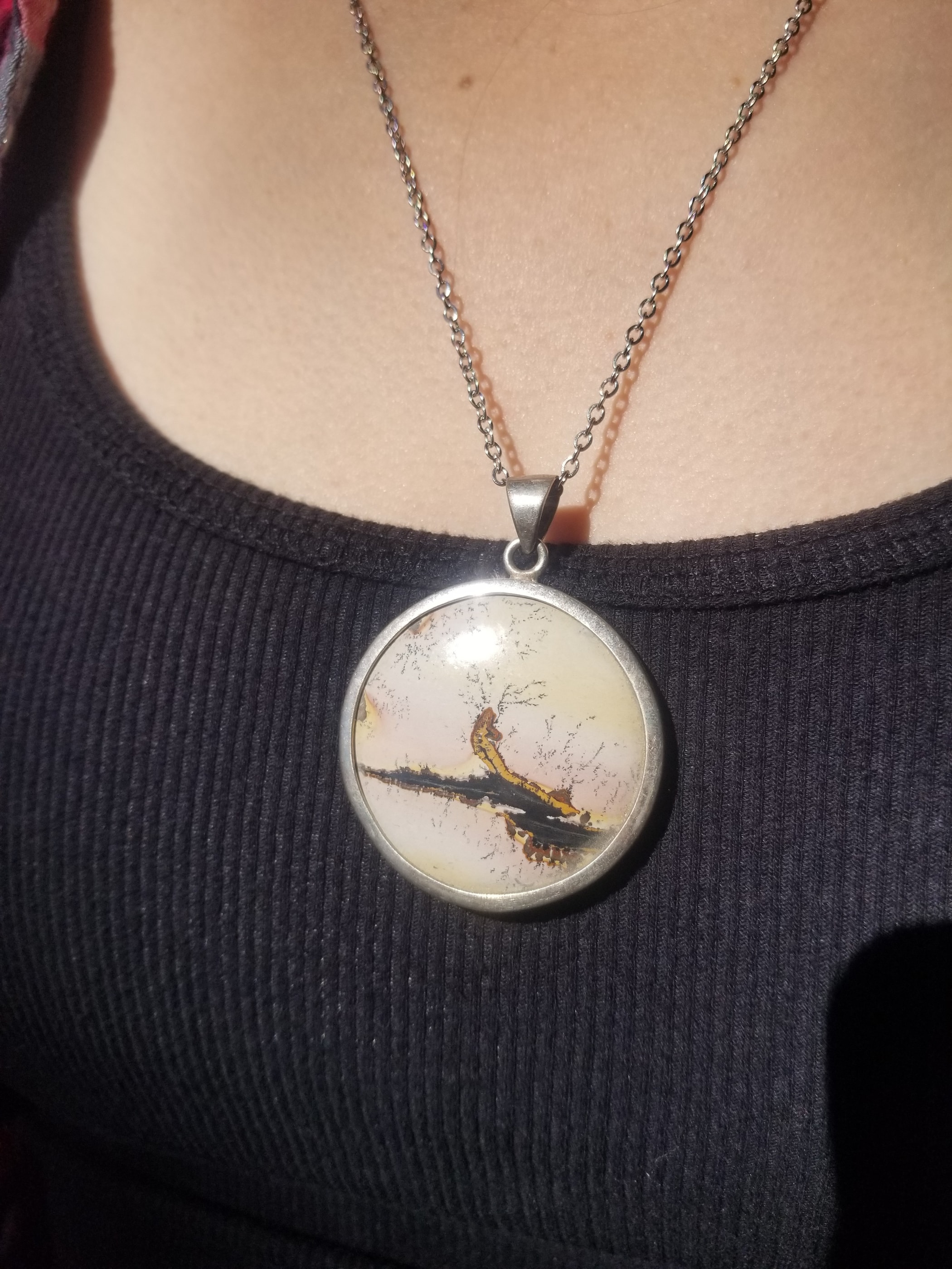 Picture Jasper Sterling Silver Pendant Old Collection - Chain Included