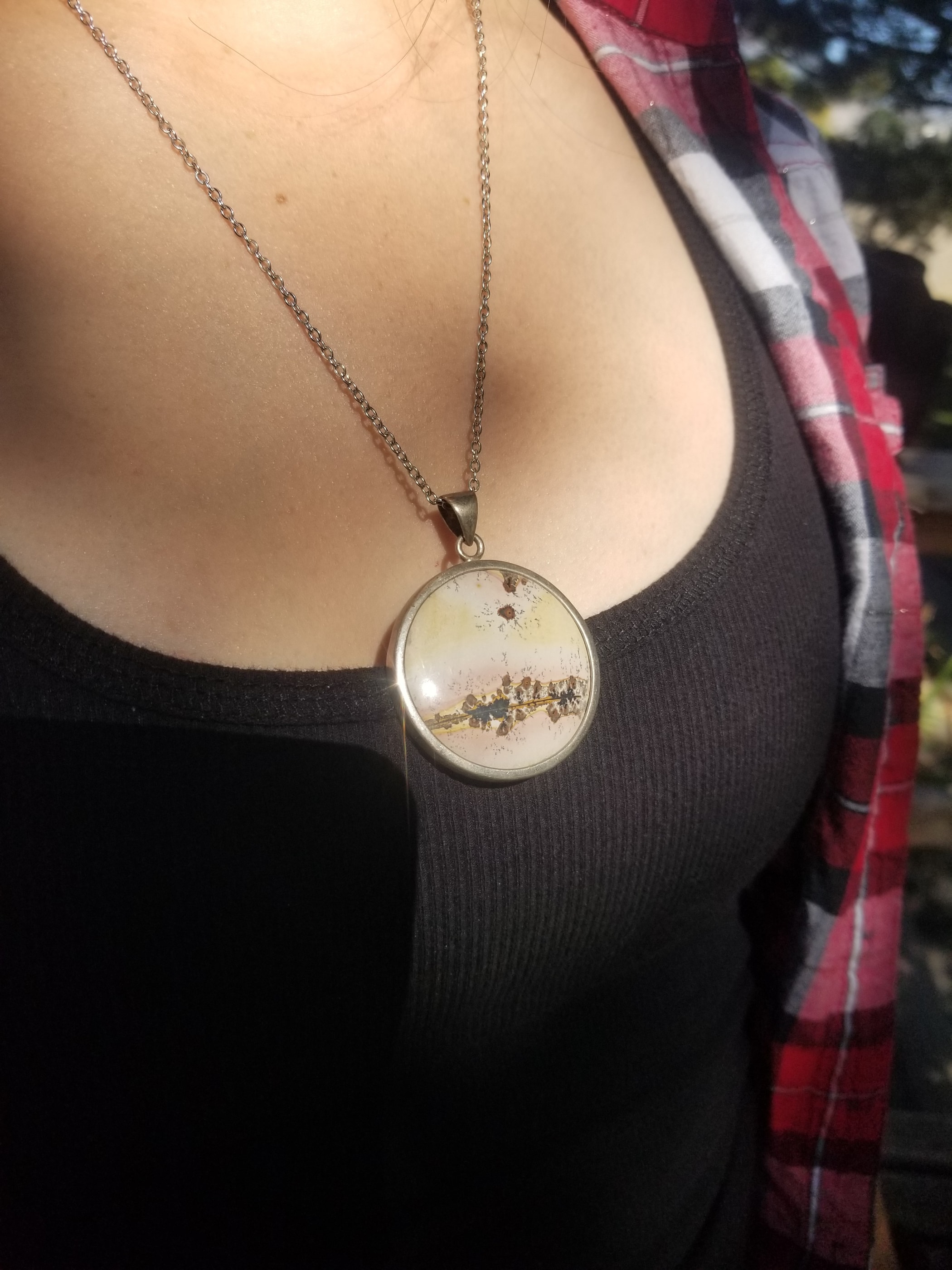 Picture Jasper Sterling Silver Pendant Old Collection - Chain Included