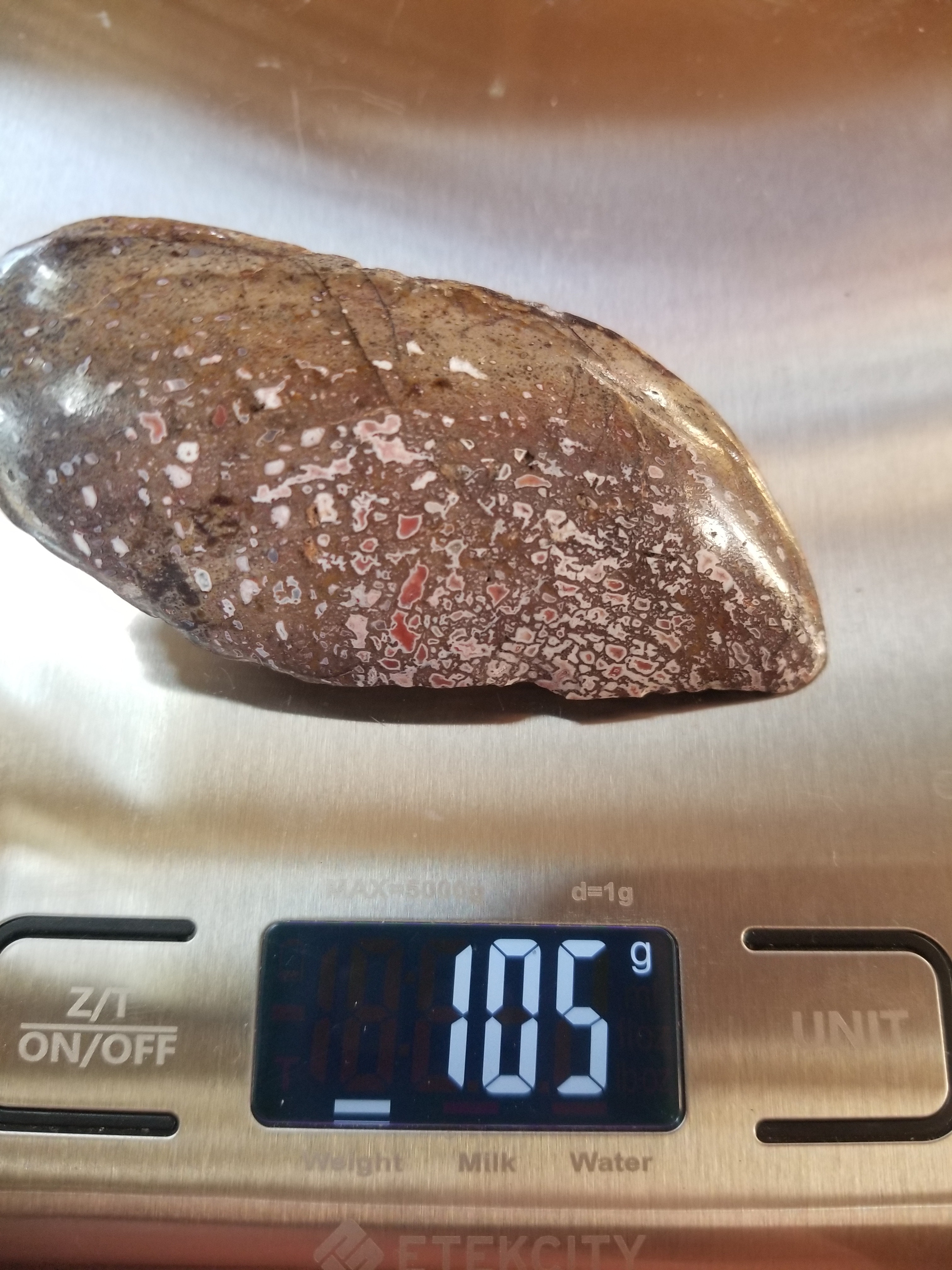 Polished Unique Opaque Pink Cell Agatized Jurassic Dinosaur Gem Bone Endcut Specimem 105g