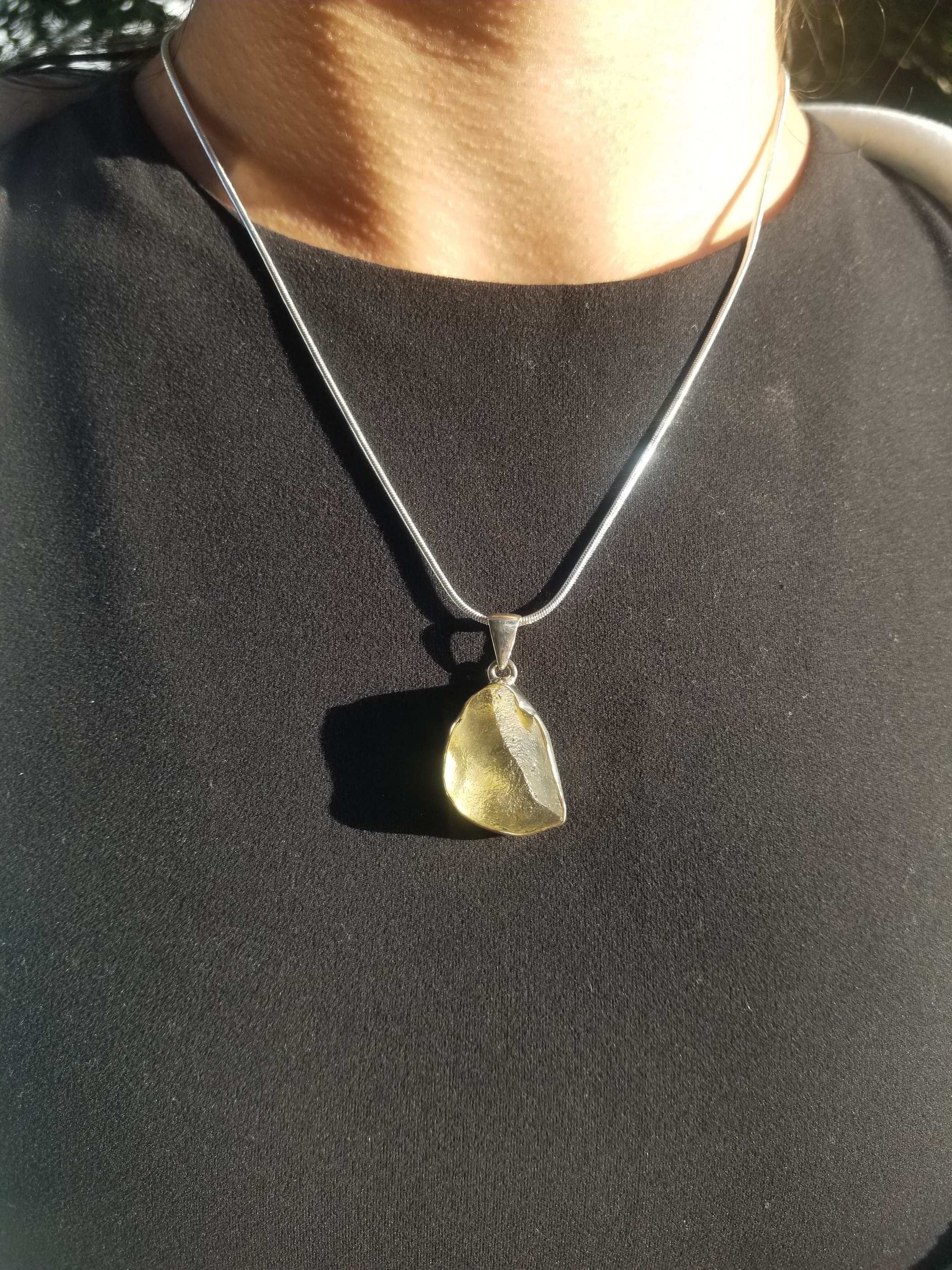 Rare Libyan Desert Glass Sterling Silver Pendant Natural Sahara Meteorite Impact