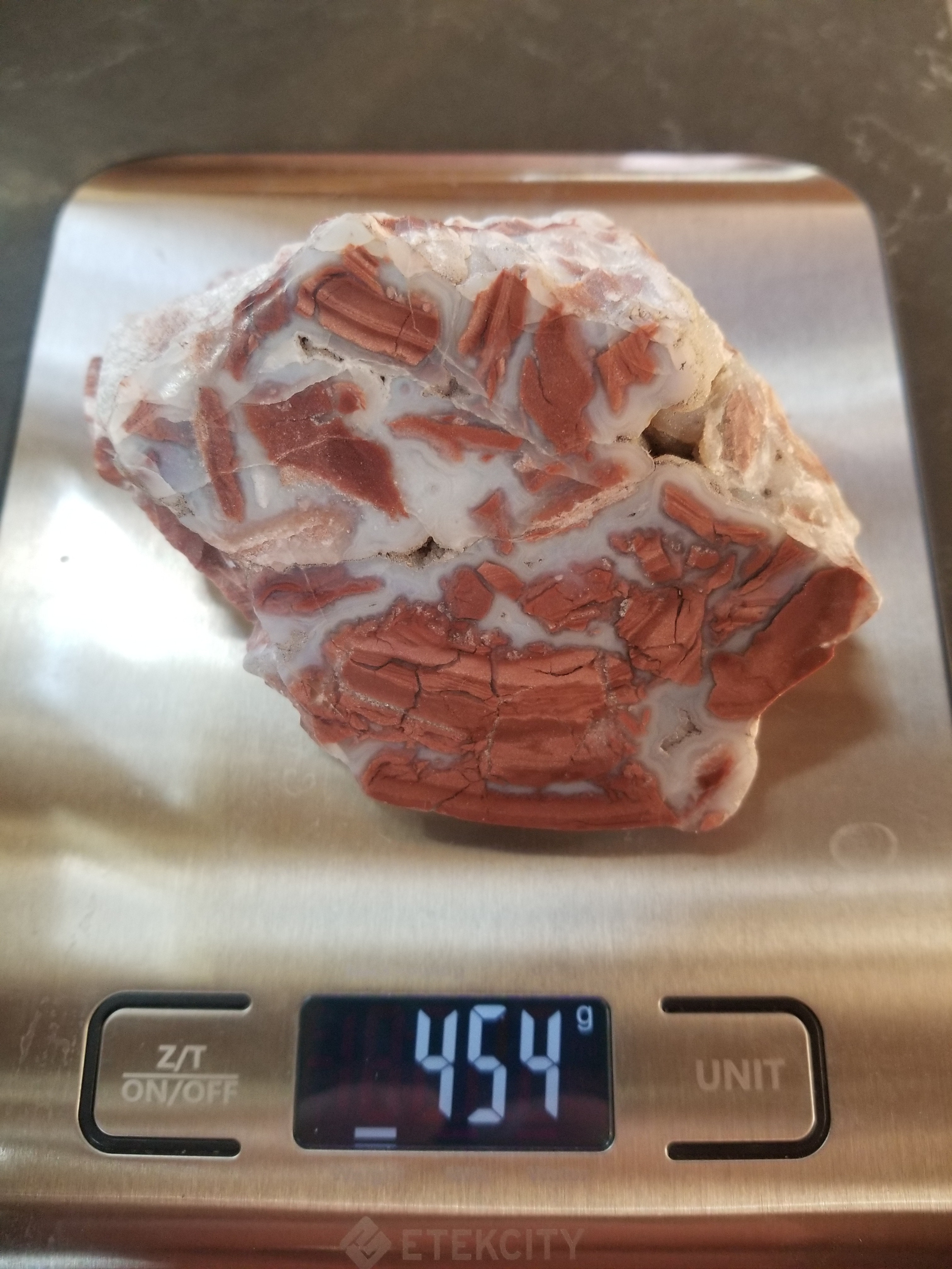 Rare Polished Youngite Brecciated Jasper Agate Specimen Fluorescent Guernsey, WY