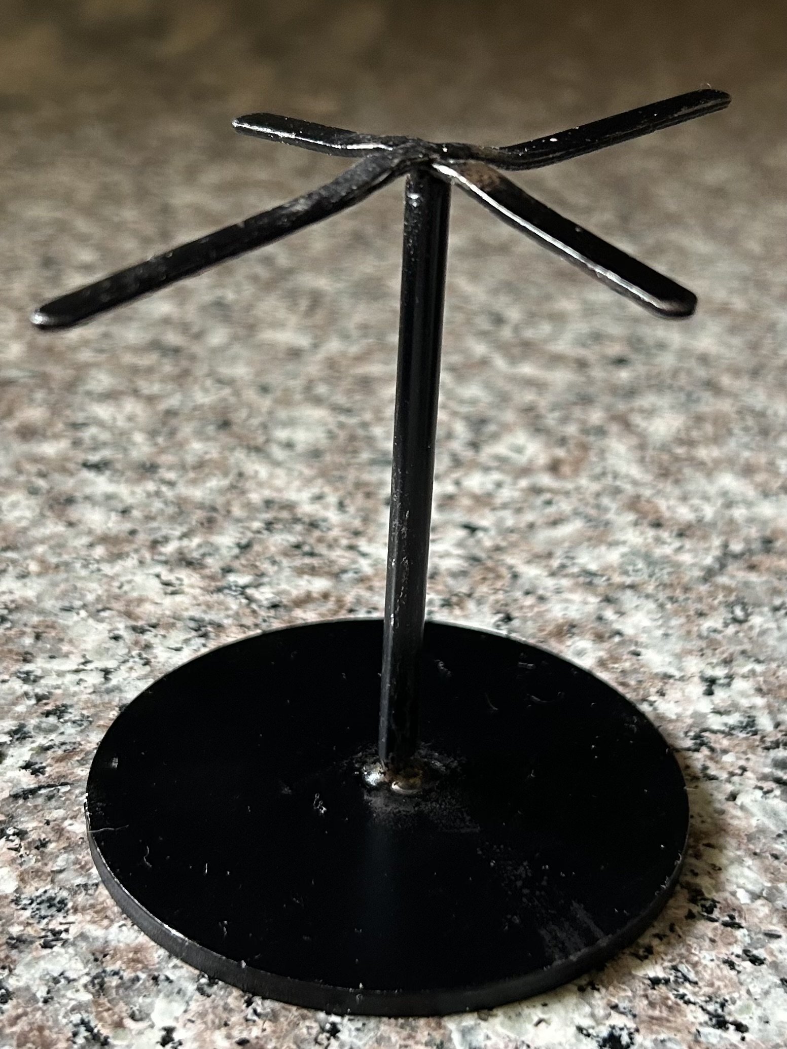 Nice Round Base Adjustable Metal Display Stand Painted Black - 3"