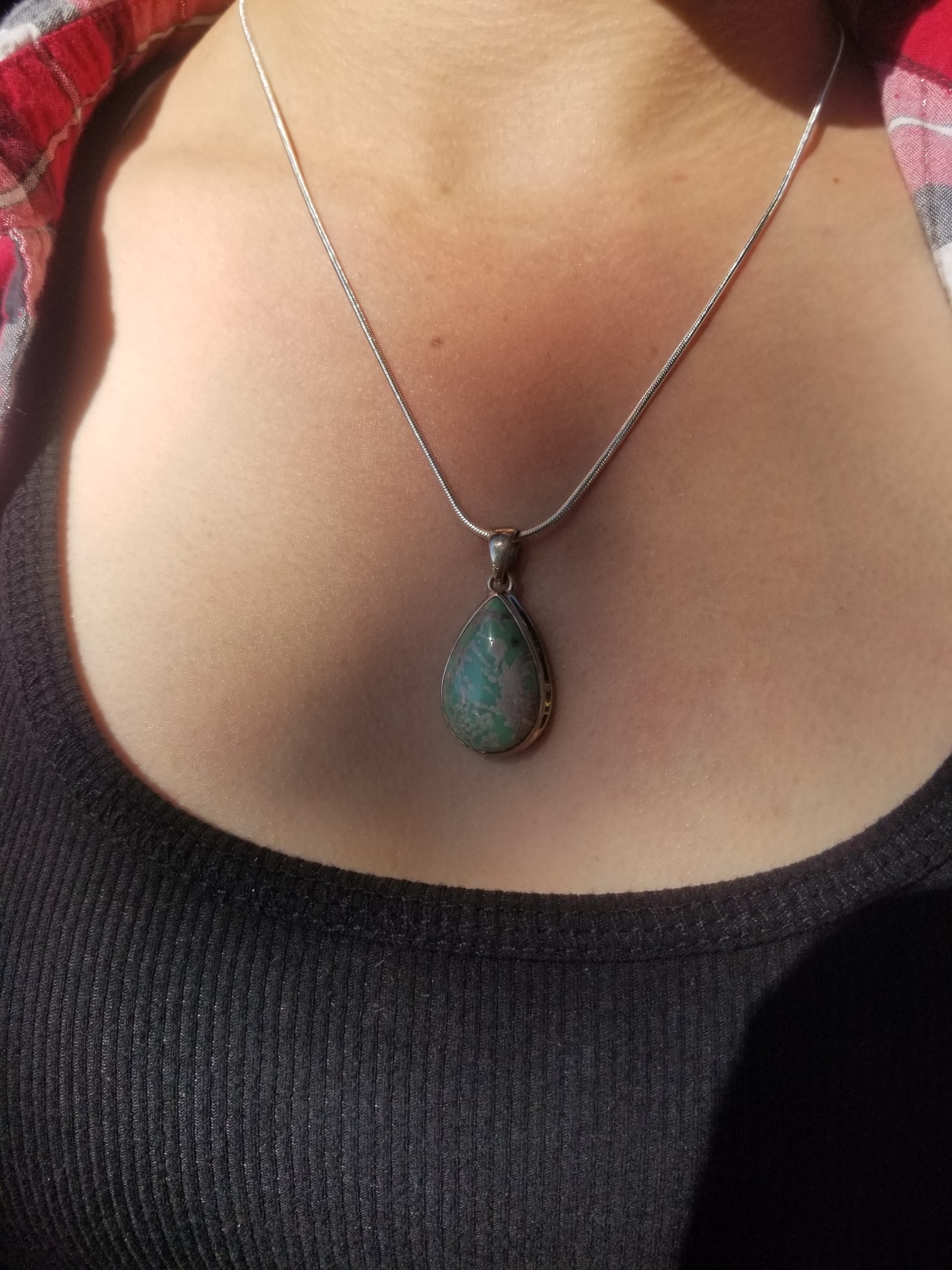 Spiderweb Lucin Variscite Utah Pendant Set in Sterling Silver - Chain Included