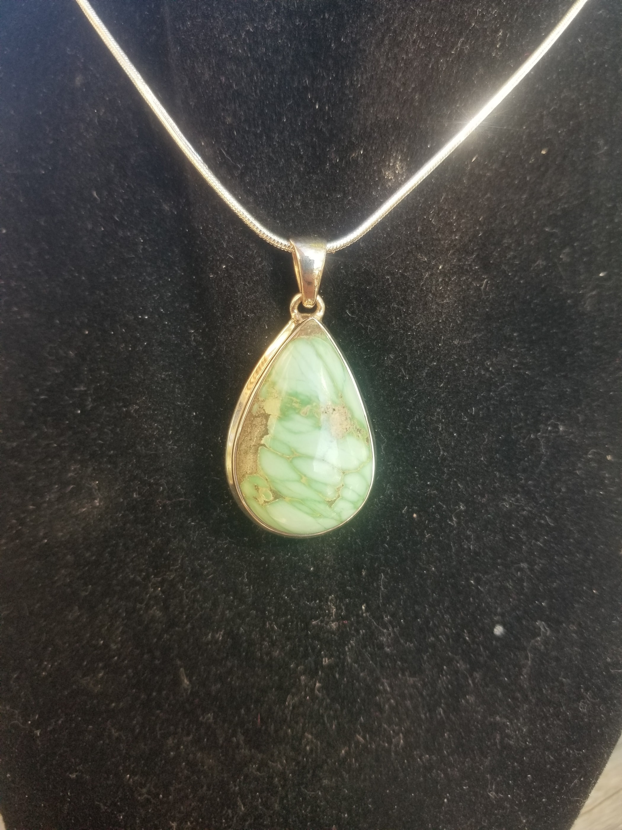 Spiderweb Lucin Variscite Utah Pendant Set in Sterling Silver - Chain Included