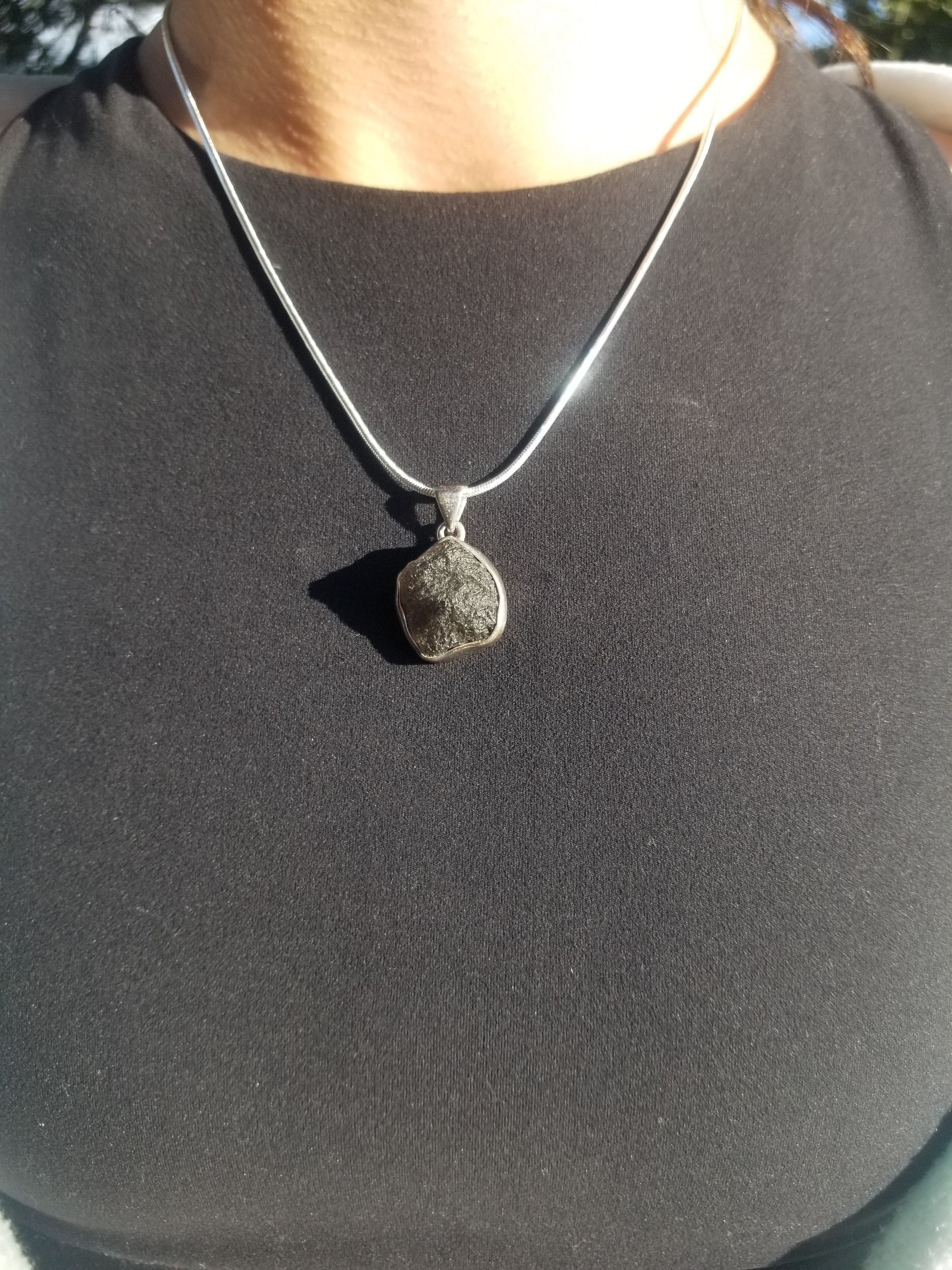 Tektite Sterling Silver Pendant - Molten Terrestrial Ejecta From Meteorite Impact